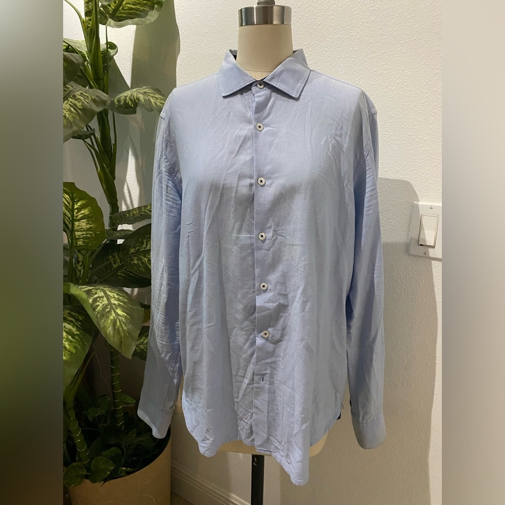 Denim & Flower Dress Shirt - L